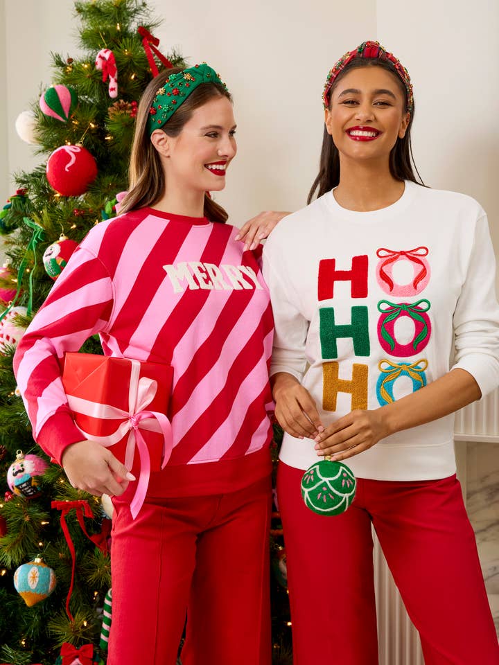 Shiraleah - Wholesale Sweatshirt - Women's - "HO HO HO" BOWS CLASSIC SWEATSHIRT3