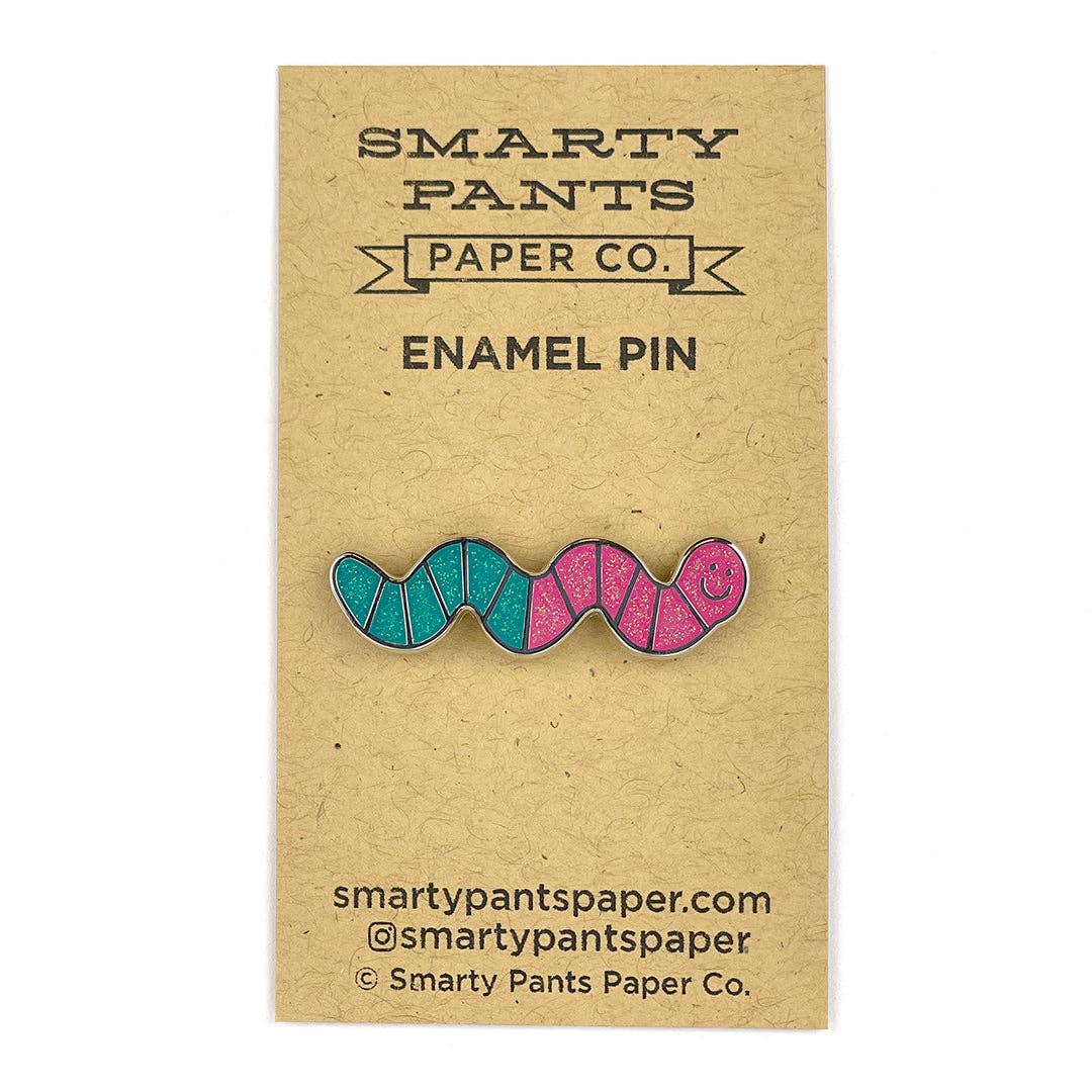 Smarty Pants Paper - Wholesale Lapel Pin/Button - Pink and Blue Gummy Worm Pin1