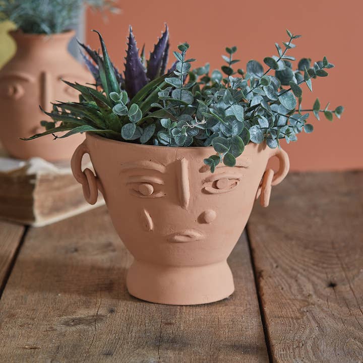 CTW Home Collection - Wholesale Plant Pot - Abstract Face Terra Cotta Planter