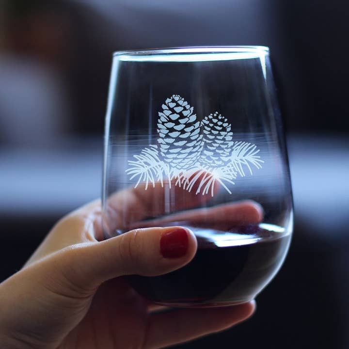 bevvee - Wholesale Wine Glass - Pinecones Stemless Wine Glass - Pine Cone Gifts and Decor3