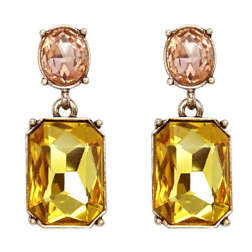 Orecchino a perno ovale con gemma gemma in giallo e pesca per la vendita all'ingrosso da parte di Last True Angel