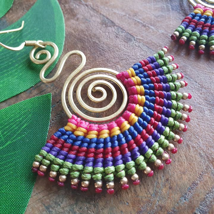Jasper Rocks - Wholesale Dangle Earrings - Funky rainbow boho macrame earrings2