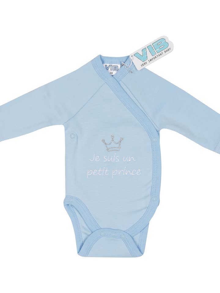 Baby Suit Je suis un petit Prince (With Crown) Blue for wholesale by Very Important Baby®