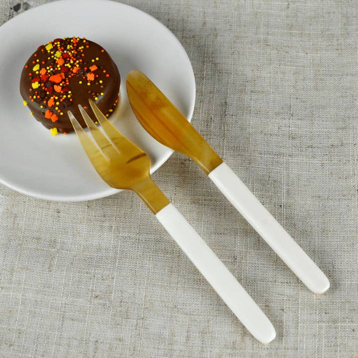 Luala Silk – wholesale Blandat bestickset – Buffalo Horn Bestick Set - sked gaffel och smör kniv-vit/Blond4