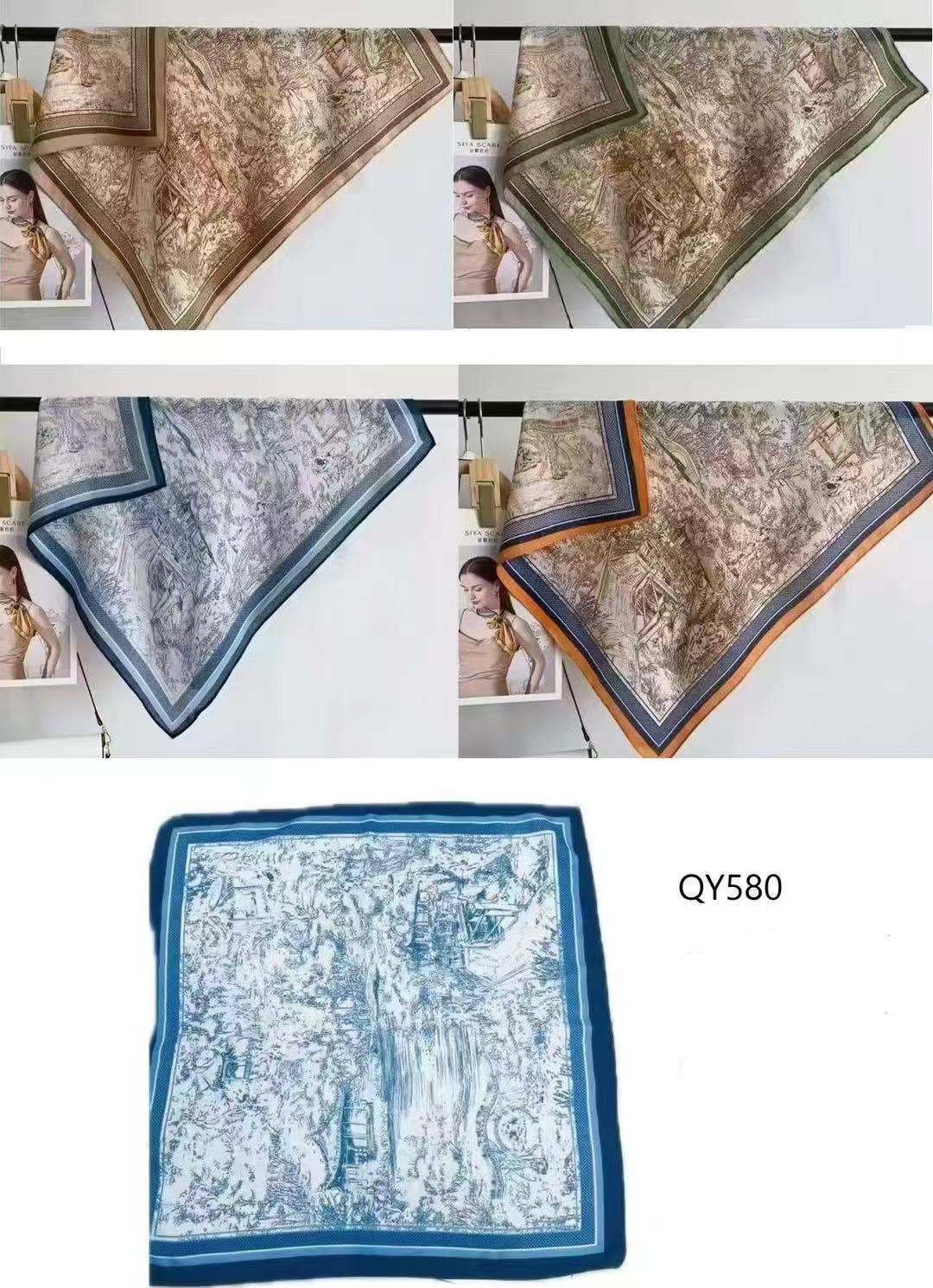 Nola by bijusol - Wholesale Scarf - Women's - Cotton Square Scarves - 70 cm x 70 cm Qy580