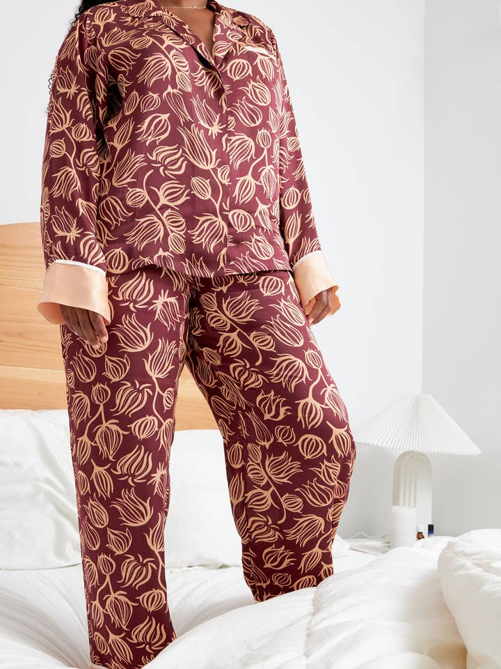 Melda Moda - Wholesale Sleepwear Set - Women's - Satin Women’s Pajamas – Bissap Print1