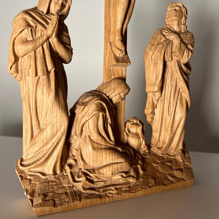 KozakWorkshop - Wholesale Wall cross - Wall Wooden Carved Golgotha on stand4