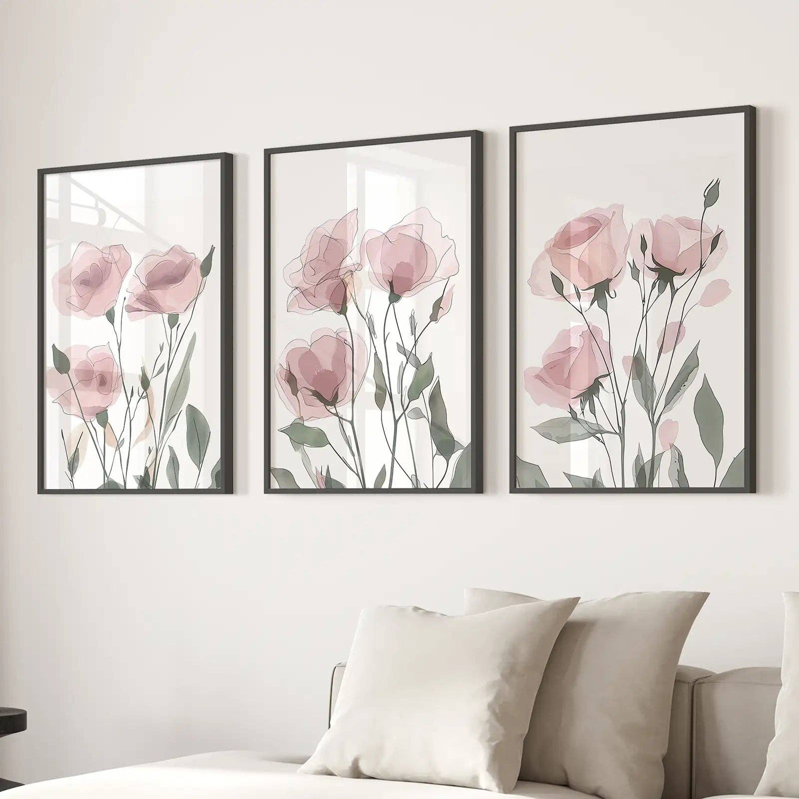 Art Lane – wholesale Wall art set – Watercolor Blush Pink Flowers Poster Decor1