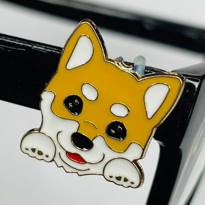 Corgi Dog Plated Enamel EyeDeco for wholesale by Cork and Charm