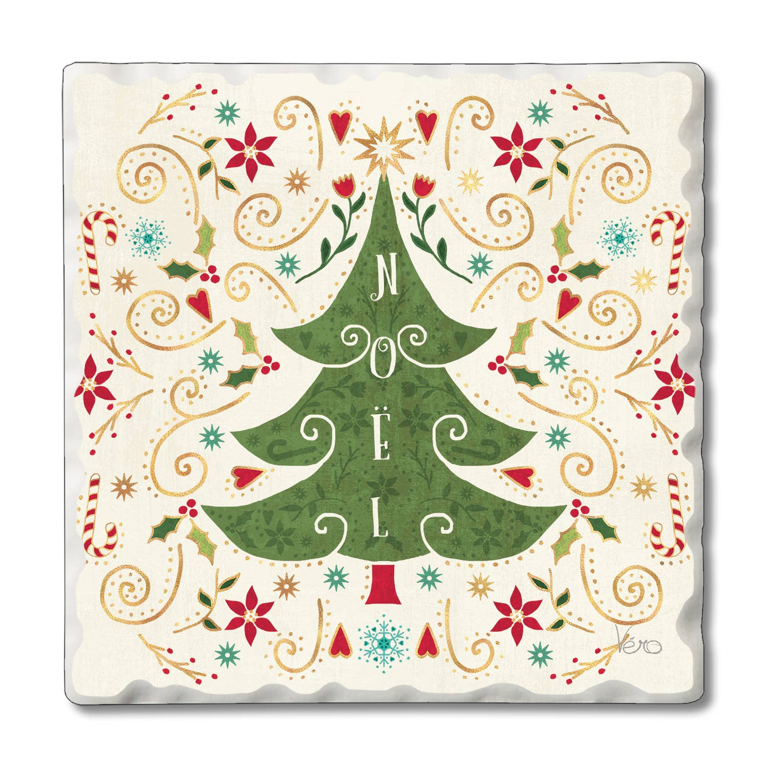 Conimar Promotions - Wholesale Coasters - "Otomi Holiday Style 1 " Single Tumbled Tile Coaster    0