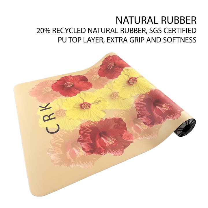 Crk - Wholesale Yoga Mat - The Summer Mat • 4mm Thick, Recycled Natural Rubber Yoga Mat with Flowers Alignment Design4