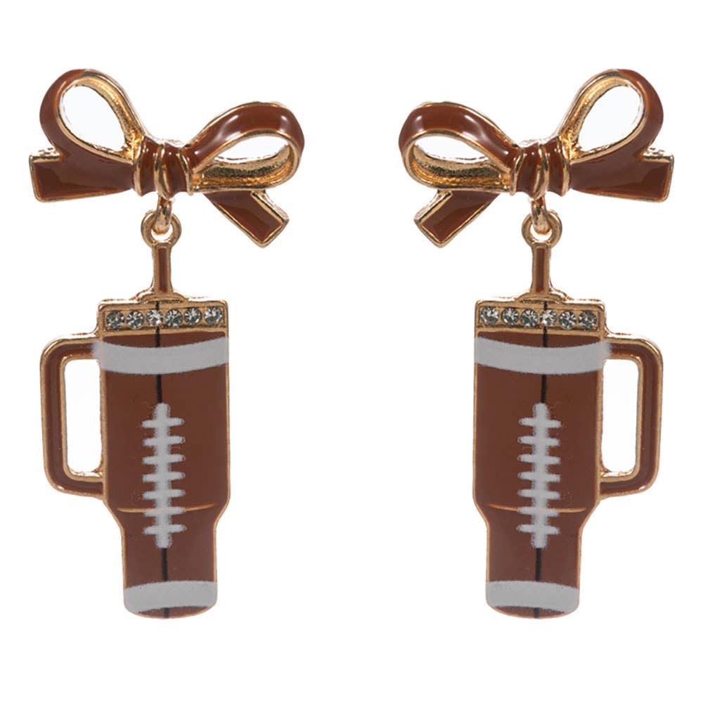 Sensibling Corp. – Großhandel Ohrhänger – Bogen-Fußball-Themen-Becher-Ohrringe mit Anhänger1