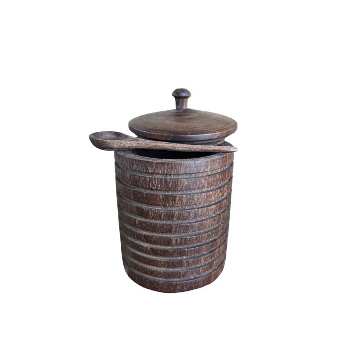Madouk Collection - Vendita all'ingrosso Set di utensili da cucina - Set porta zucchero in legno di noce con cucchiaio