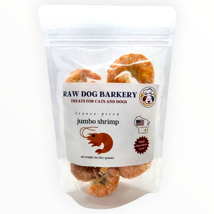 Shrimp 2oz Jumbo Freeze-Dried for wholesale by Raw Dog Barkery