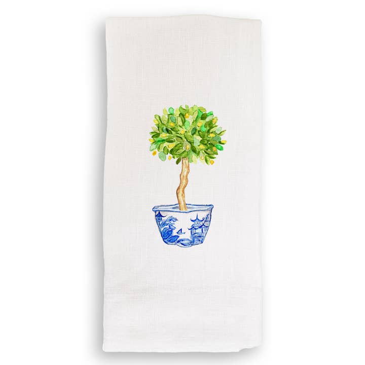 French Graffiti - Vendita all'ingrosso Strofinacci - Ciotola blu e bianca con albero di limone2