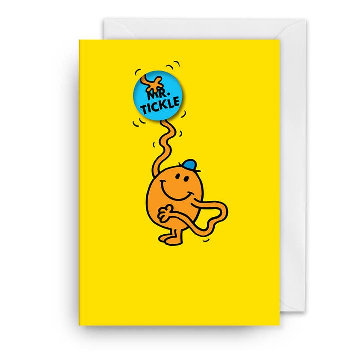 Birthday Badge Card | Mr. Tickle | Funny | Mr. Men for wholesale by Hype Associates Ltd