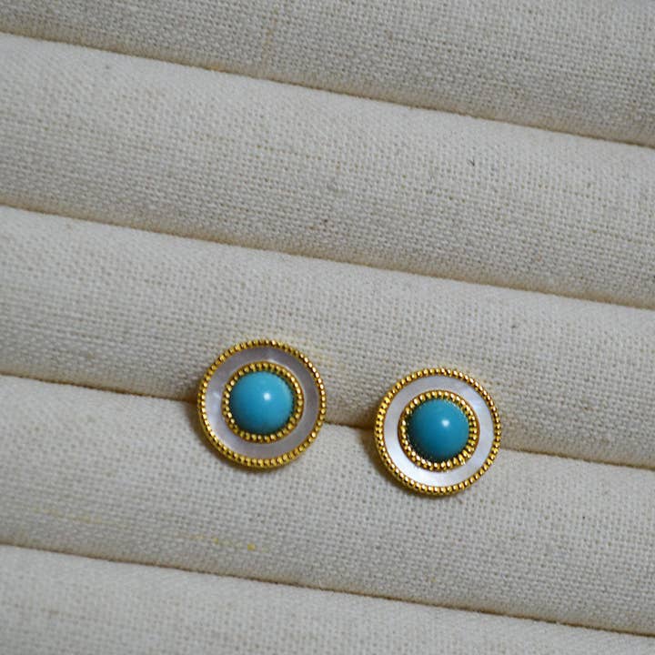 Revelari - Wholesale Stud/Post Earrings - Turquoise Round Stud Earrings2
