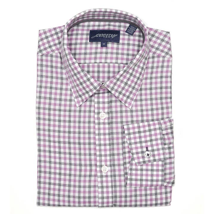 Jeremy Argyle - Vendita all'ingrosso Camicia button down - Uomo - Brickell viola e grigio a quadri