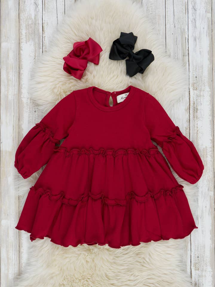 Cotton Ruffle Tunic - Burgundy for wholesale by Marie Nicole Clothing