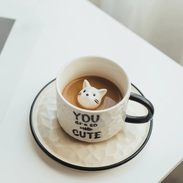 Homerely (We Cover All Import Duties) - Wholesale Coffee Mug - Cat Ceramic Mug with Saucer4