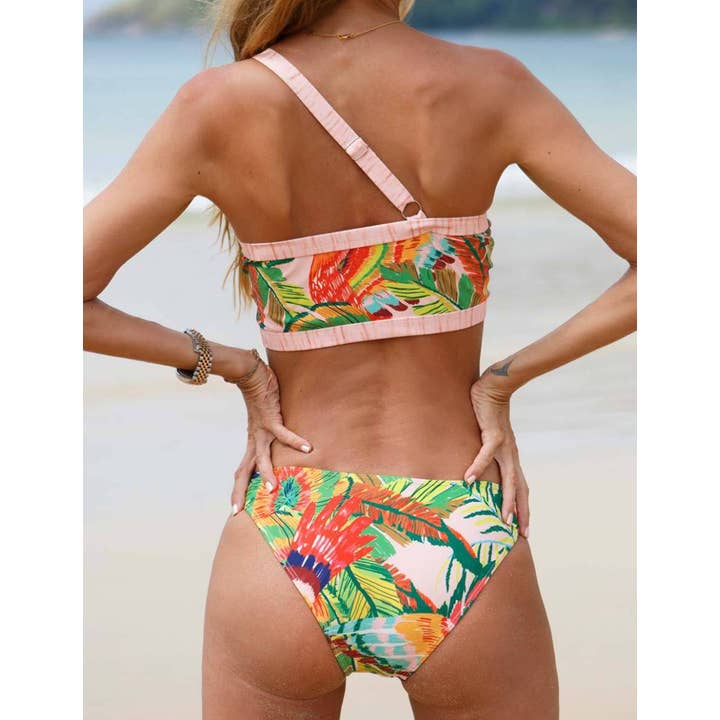 Sweetkama - Wholesale Two Piece Swimsuit - Women's - Ladies Print Tassels One Shulder Bikini Set SKSW4011814