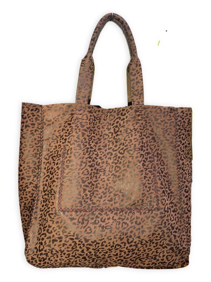 ipanema taske | brun leopard-print upcyclet læder for engroshandel hos VOLTA ATELIER