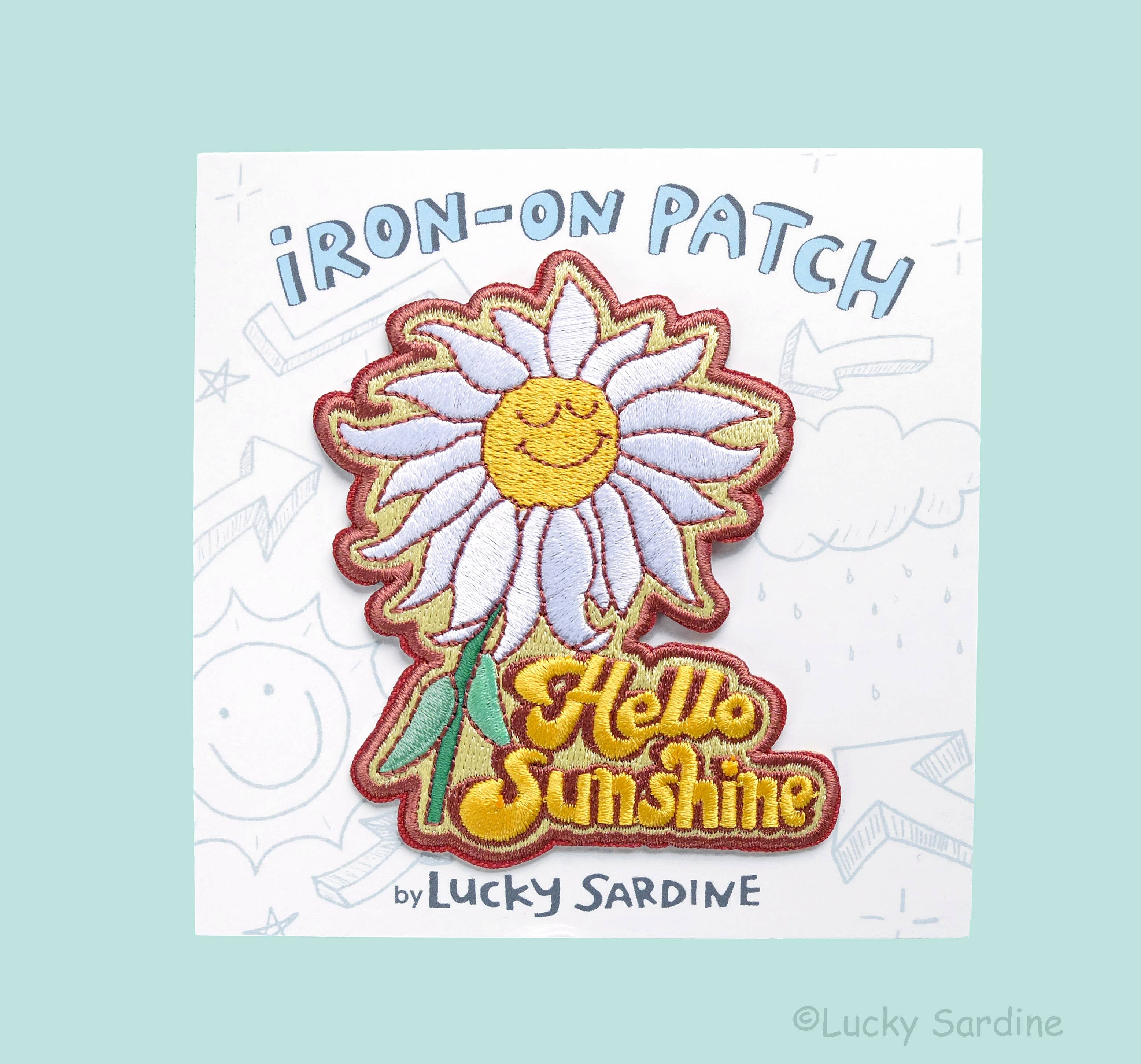 Lucky Sardine – Emblema por atacado – Hello Sunshine Daisy Flower, Patch de Ferro Bordado Retro4