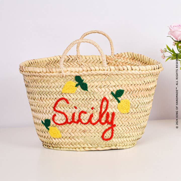 King Of Handmade – Großhandel Strandtaschen – Strandtasche — Eleganter geflochtener Korb — Lebendiger Sommer