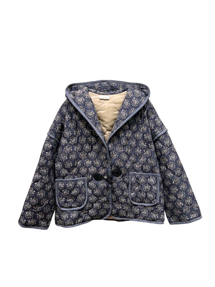 Joyna - Vendita all'ingrosso Giacca - Donna - Giacca trapuntata floreale con bordatura bianca1