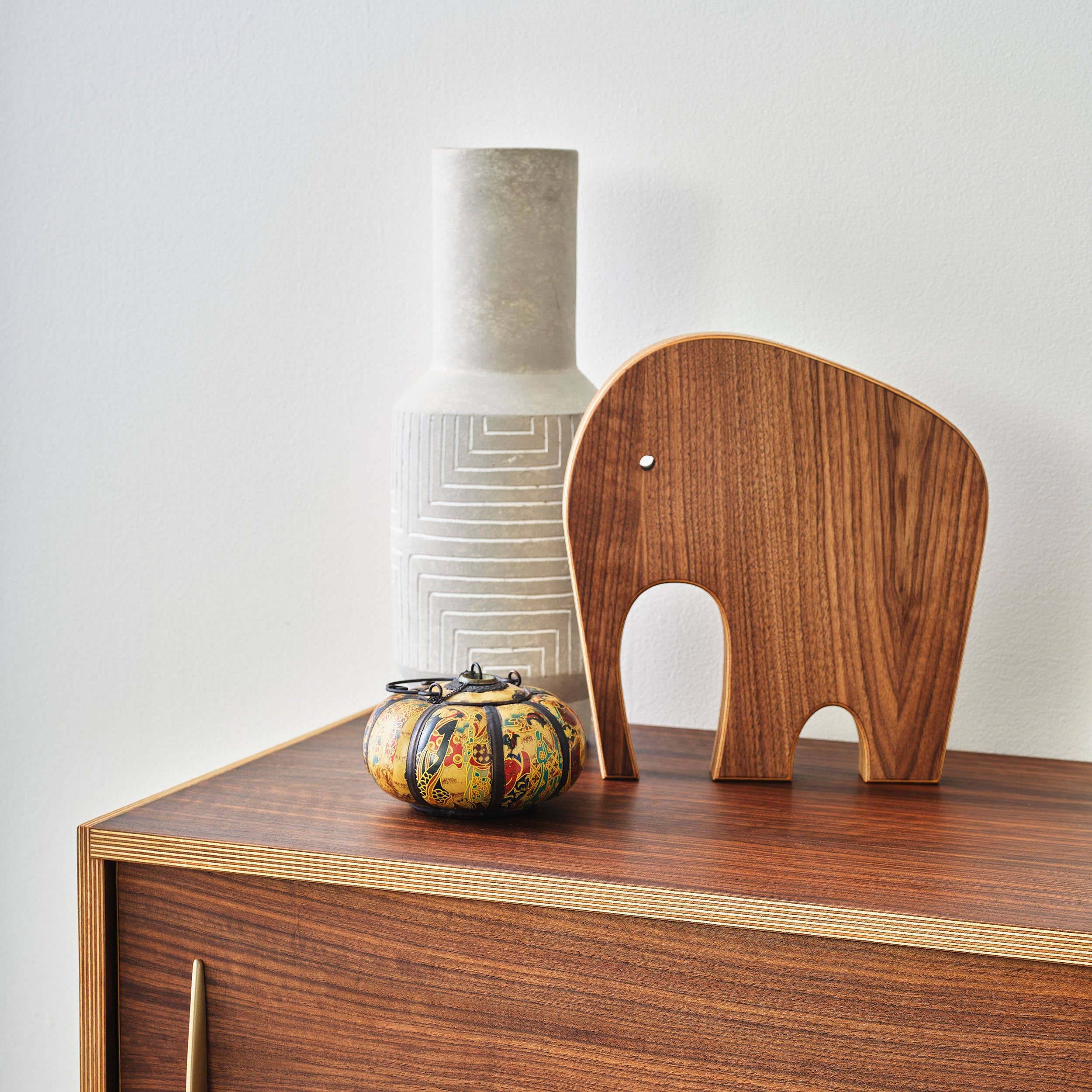 Relic Modern™ | Furniture & Objects - Wholesale Sculpture - Modern Minimalist Walnut Wood Elephant Sculptures - 3 Sizes1