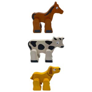  Cow Wooden Animal Toys for Toddler, Fun and Posable