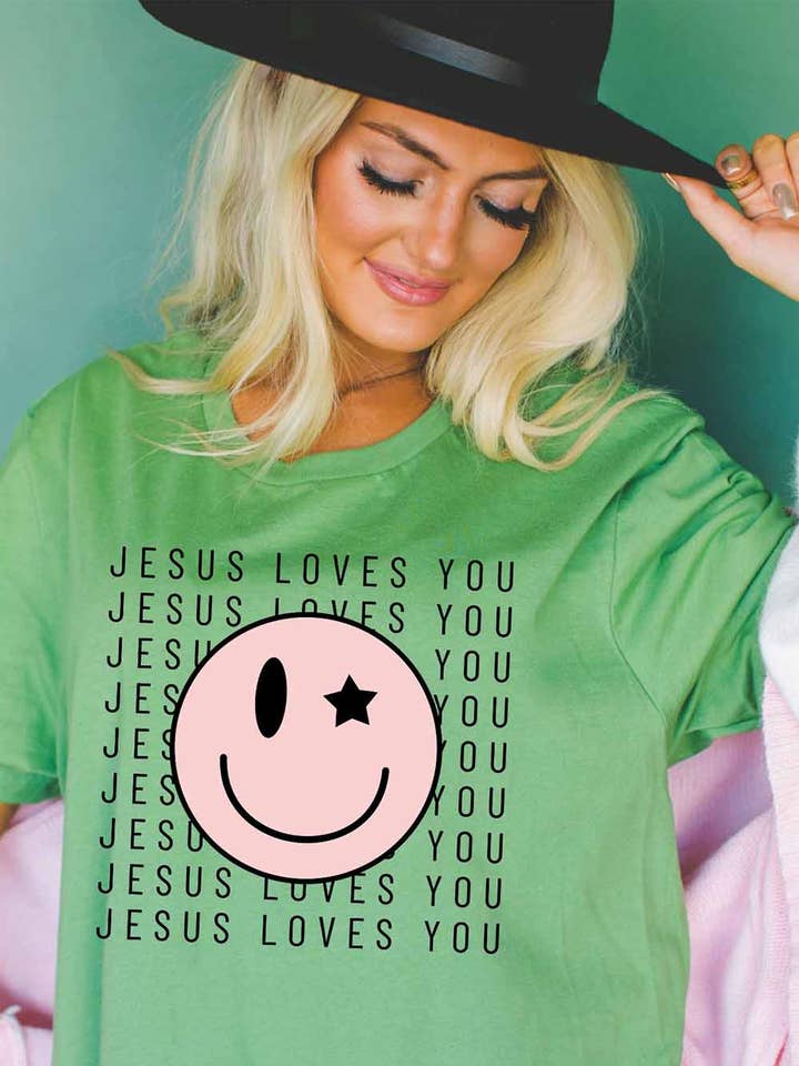 T-shirt Gráfica para Mulheres, Jesus Ama-te por atacado de Khristee