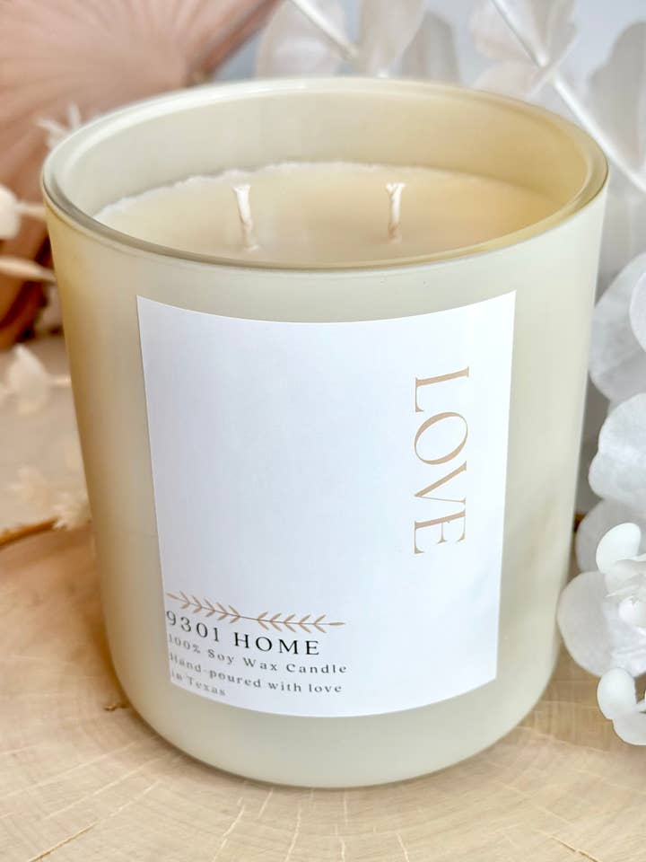 Vela Love- 100% cera de soja (12 oz) para venta al por mayor de 9301 Home, LLC