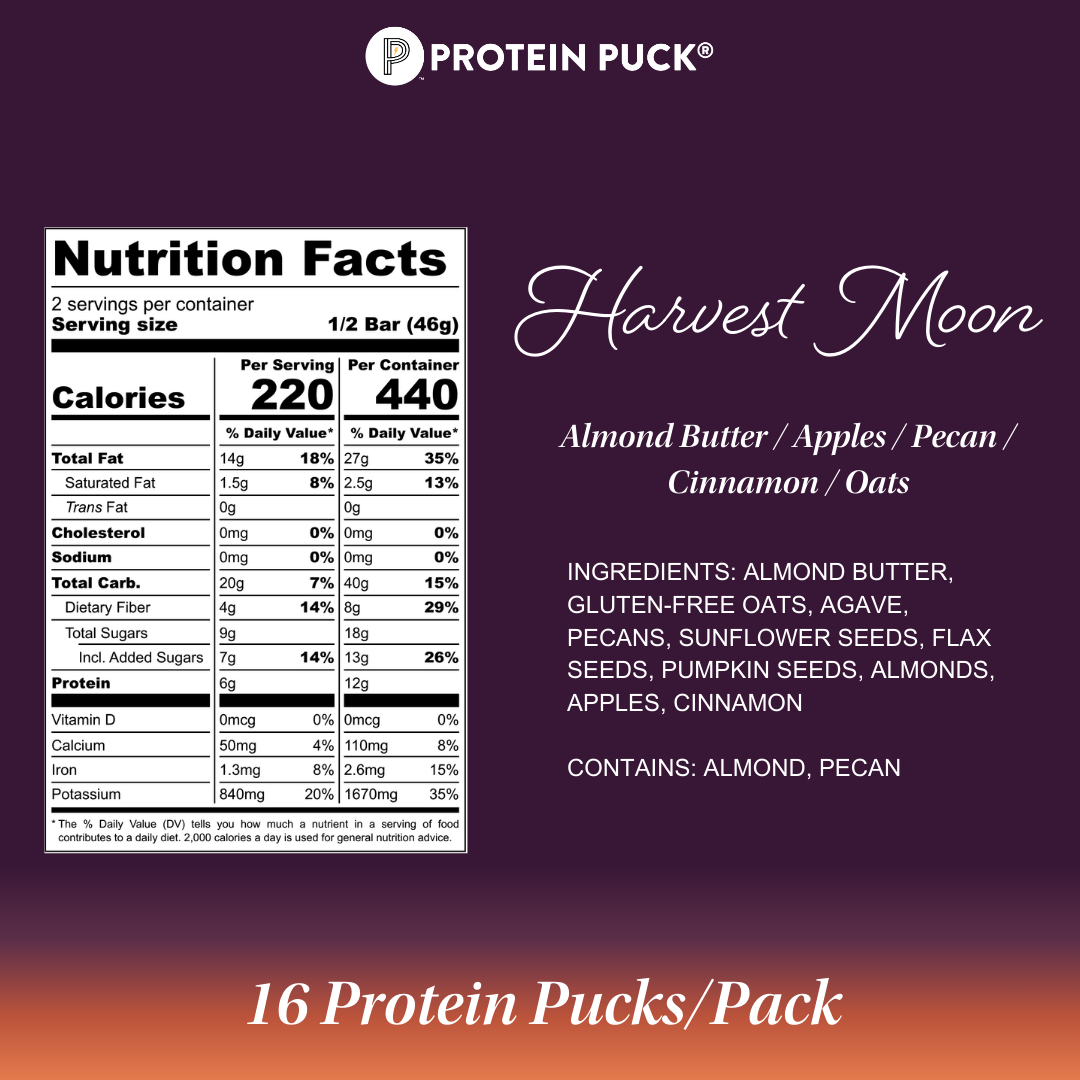 Protein Puck - Wholesale Snack Bar - Harvest Moon (Apple, Cinnamon, Pecan) (16 - 3.25oz Bars)2