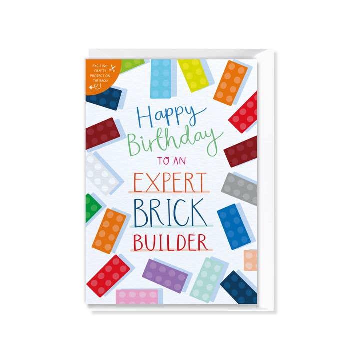 Two For Joy Illustration - Vente Cartes d'anniversaire - Carte d'anniversaire Expert Brick Builder avec Crafty Project3
