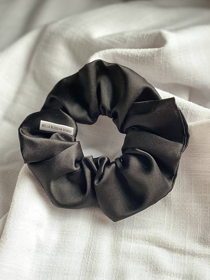 Black Satin Scrunchie for wholesale by BELLA BUDDHA BEADS