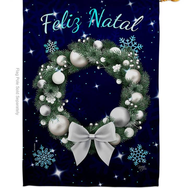 Two Group Flag Co - Wholesale Flag - Flag Vela Feliz Navidad Christmas Winter Wonderland Wreath1