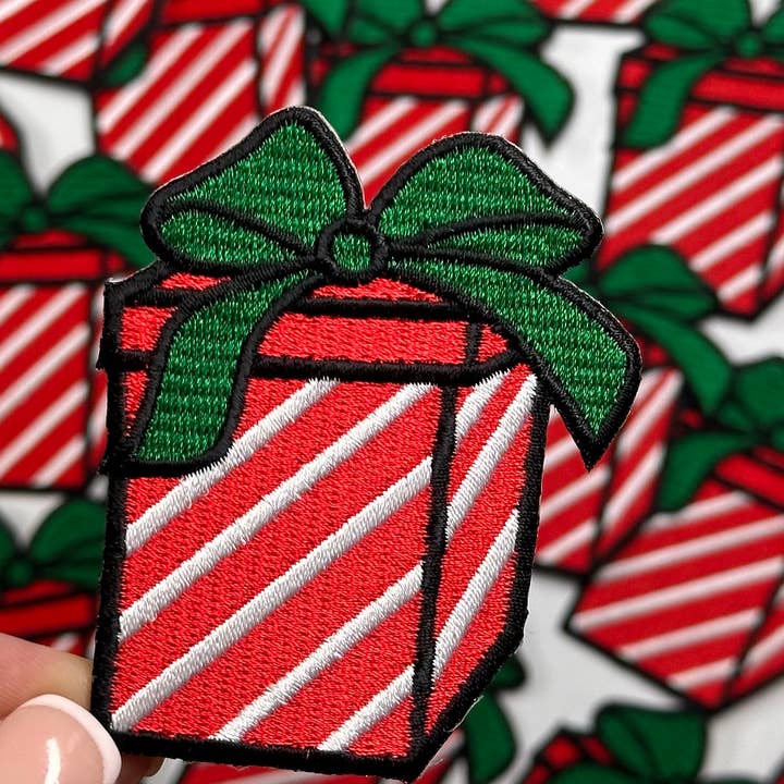 Christmas Gift Patch, winter patch, holiday patch for wholesale by Aloe and Milk Boutique