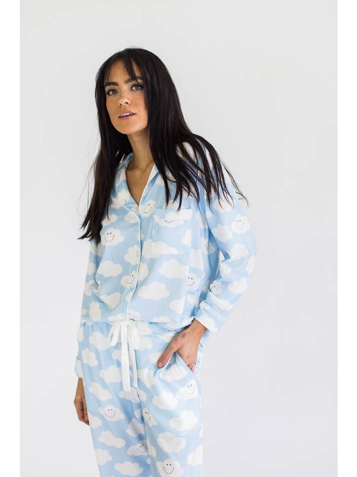 Aegean Apparel - Wholesale Sleepwear Set - Women's - Happy Cloud Cloud Knit Pajama Set1
