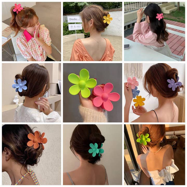 ACCITY - Wholesale Hair Clip - Women's - Matte Floral Hair Claw Clip – Cute & Strong Hold_CWAHA0089