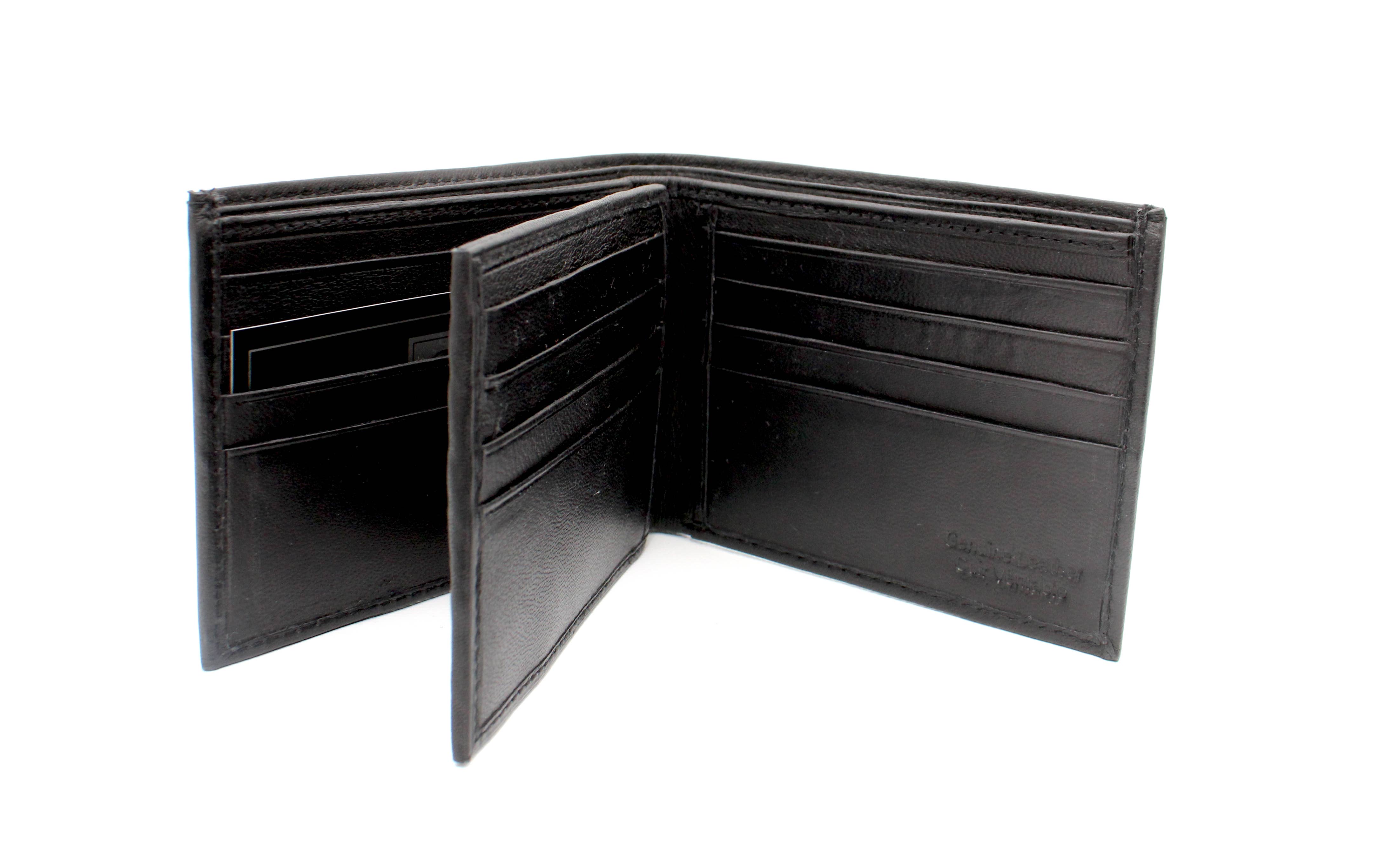 Black ASHLIN® BIFOLD WALLET WITH CENTRE WING 16 CARD | LEATHER for wholesale on Faire1