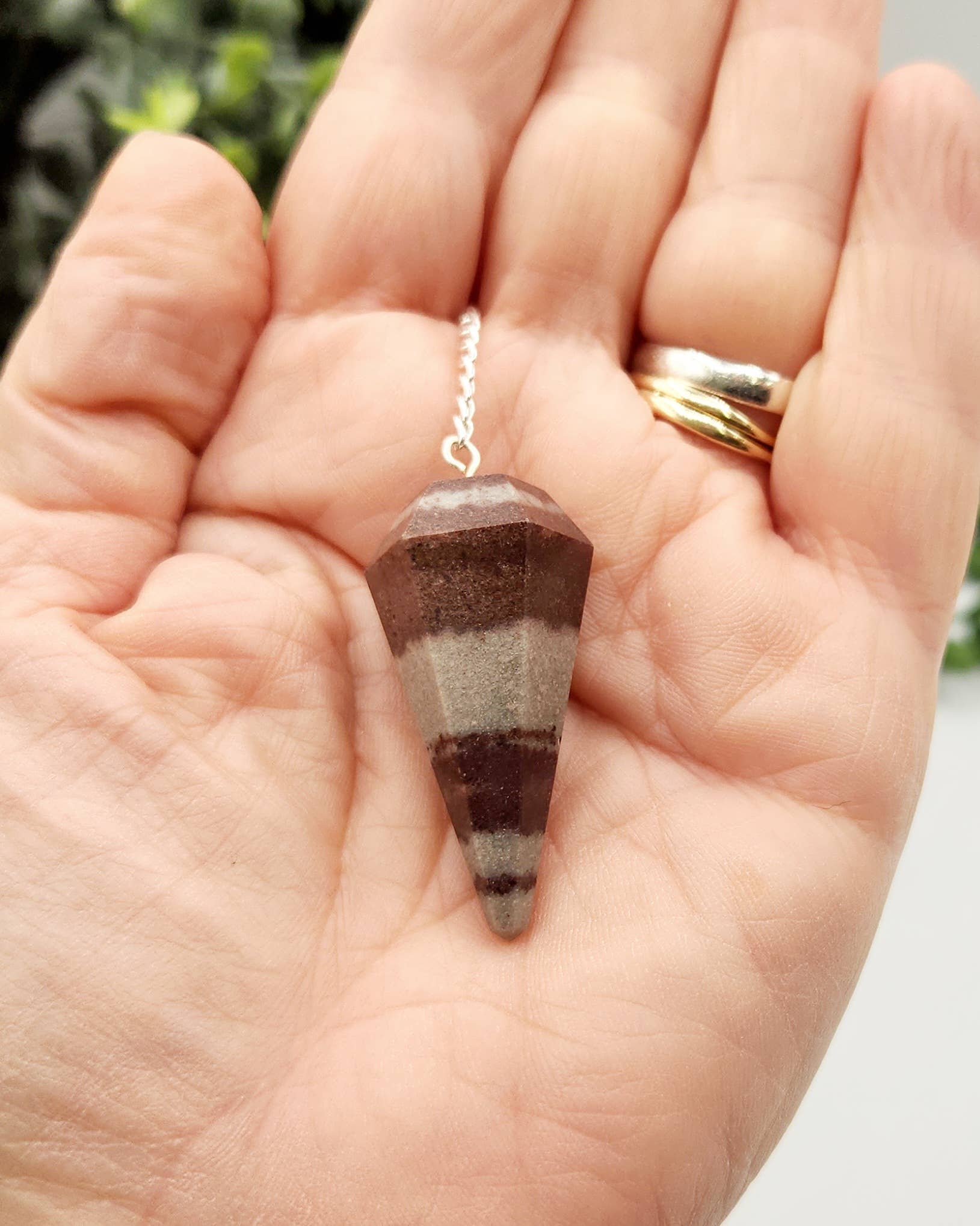 Meraki Gemstones - Wholesale Spiritual Stone/Crystal - Shiva Lingham Pendulum w/Silver Plated Chain & Clear Quartz6