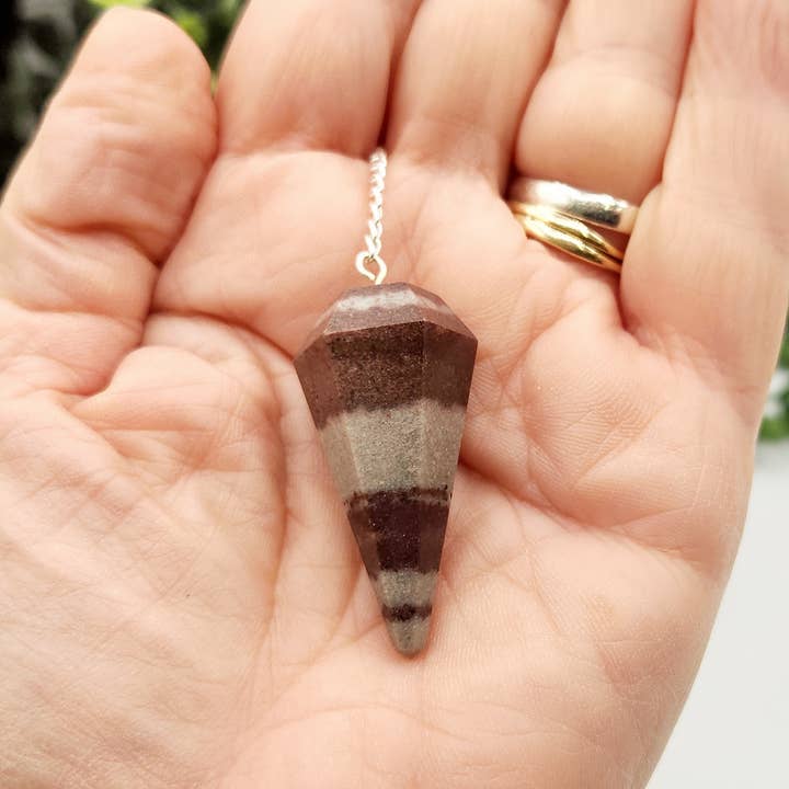 Meraki Gemstones - Wholesale Spiritual Stone/Crystal - Shiva Lingham Pendulum w/Silver Plated Chain & Clear Quartz6