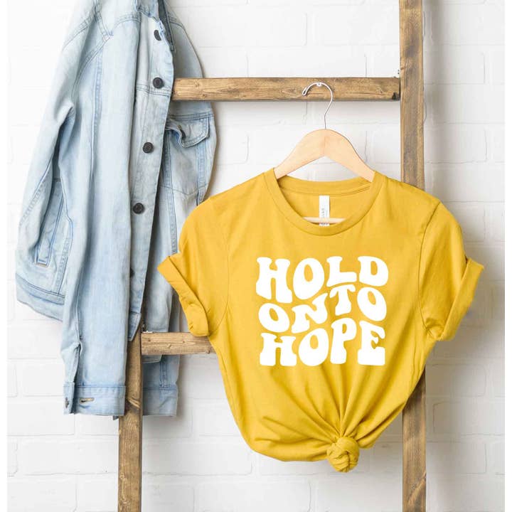 Hold On To Hope Wavy | Short Sleeve Graphic Tee | Religious for wholesale by Uplifting Threads Co Wholesale