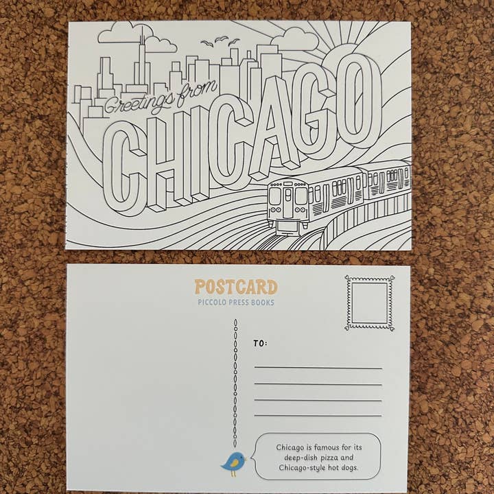 Piccolo Press - Wholesale Postcard - Chicago Coloring Postcards4