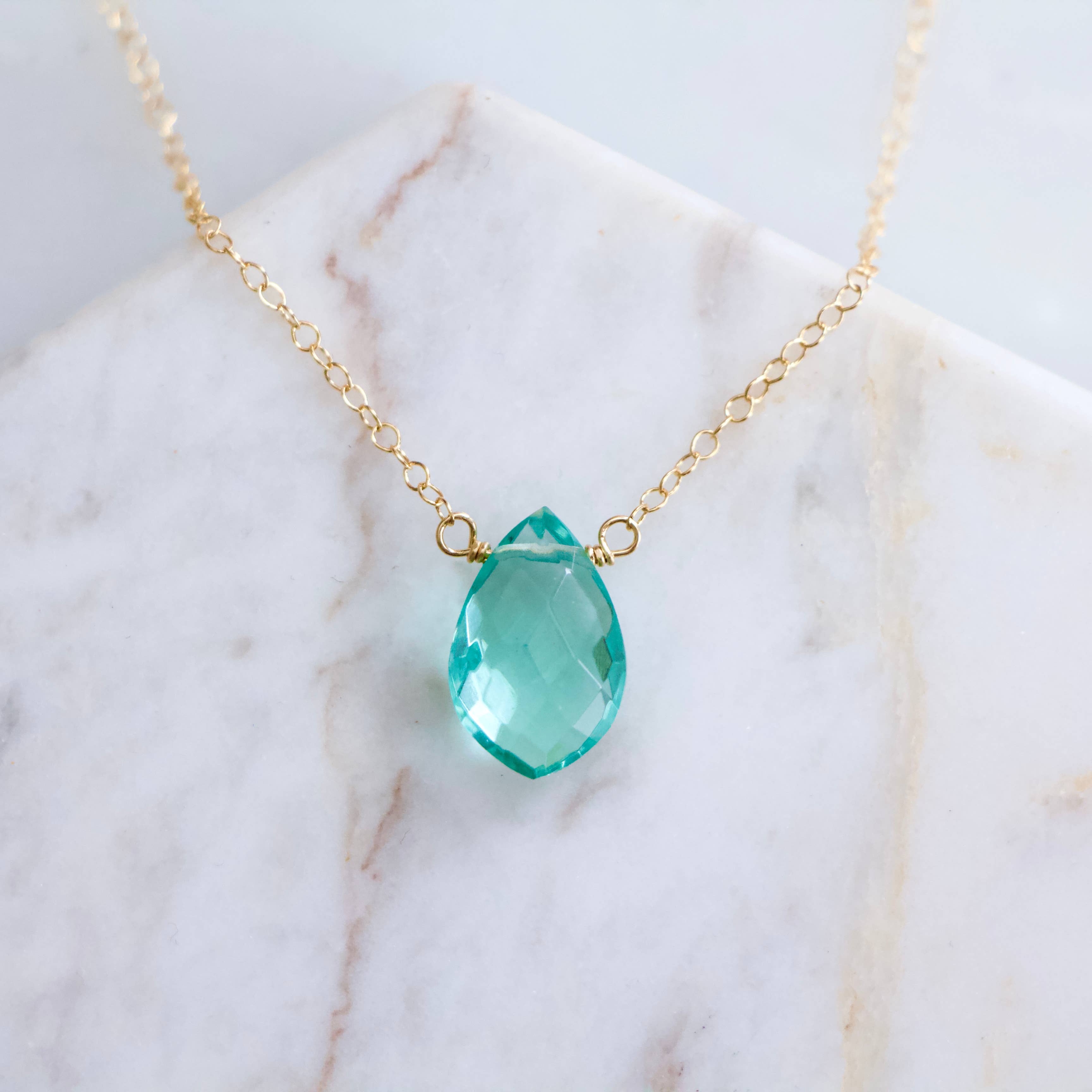 Mesa Blue - Wholesale Pendant/Charm Necklace - Aquamarine Quartz Necklace - Gold Filled1