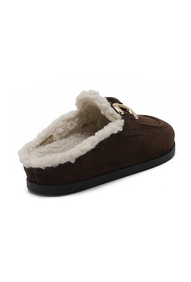 Joia Paris - Vente Chaussons – unisexe - Mules fourrées avec boucle métal H8-976C16