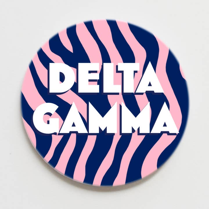Delta Gamma Zebra Greek Button - 3.00 inch for wholesale by Good Vibez Collegiate