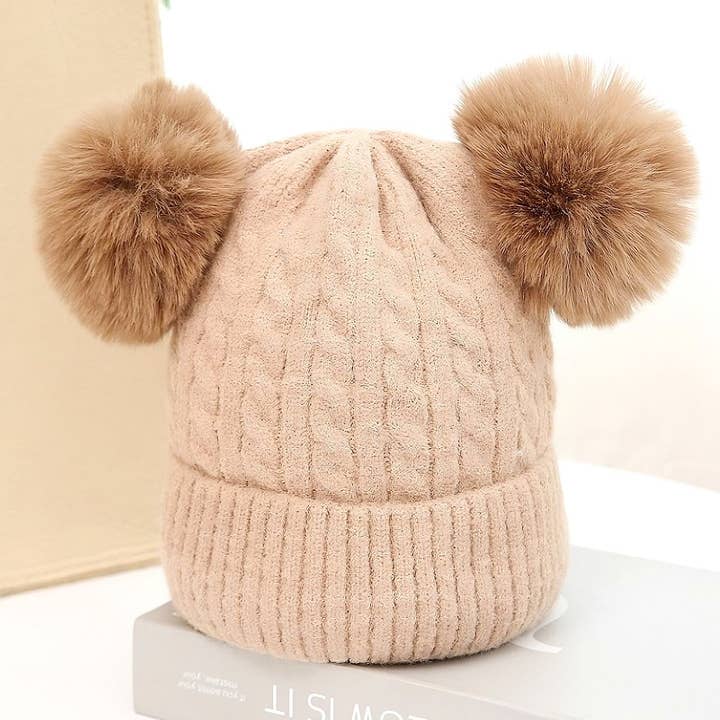 Diacly - Wholesale Beanie - Unisex - 12pk Twist Double Pompom Knited Winter Beanie