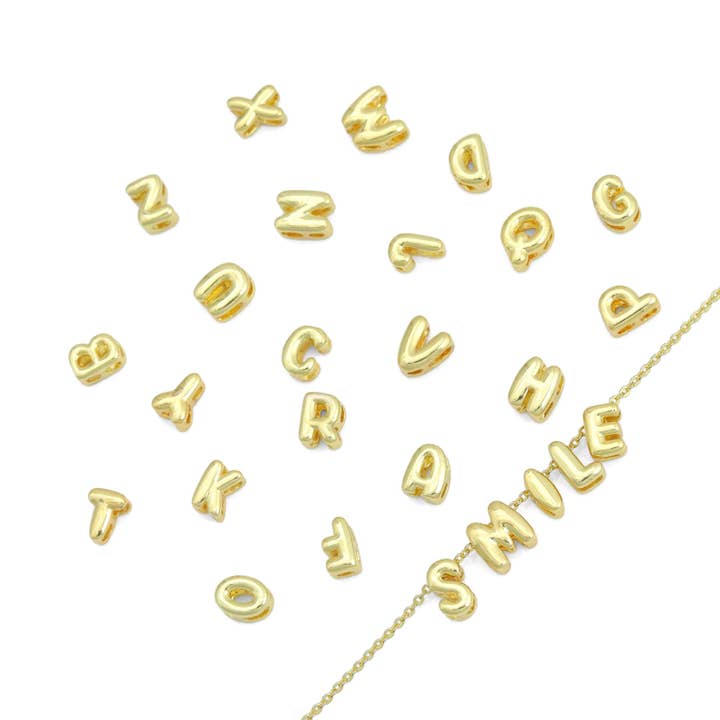 BestBeads&Beyond - Wholesale Individual Charm/Pendant - Gold Silver Cute Bubble Initial Charm, Alphabet Name Letter Charm,sku#LD700